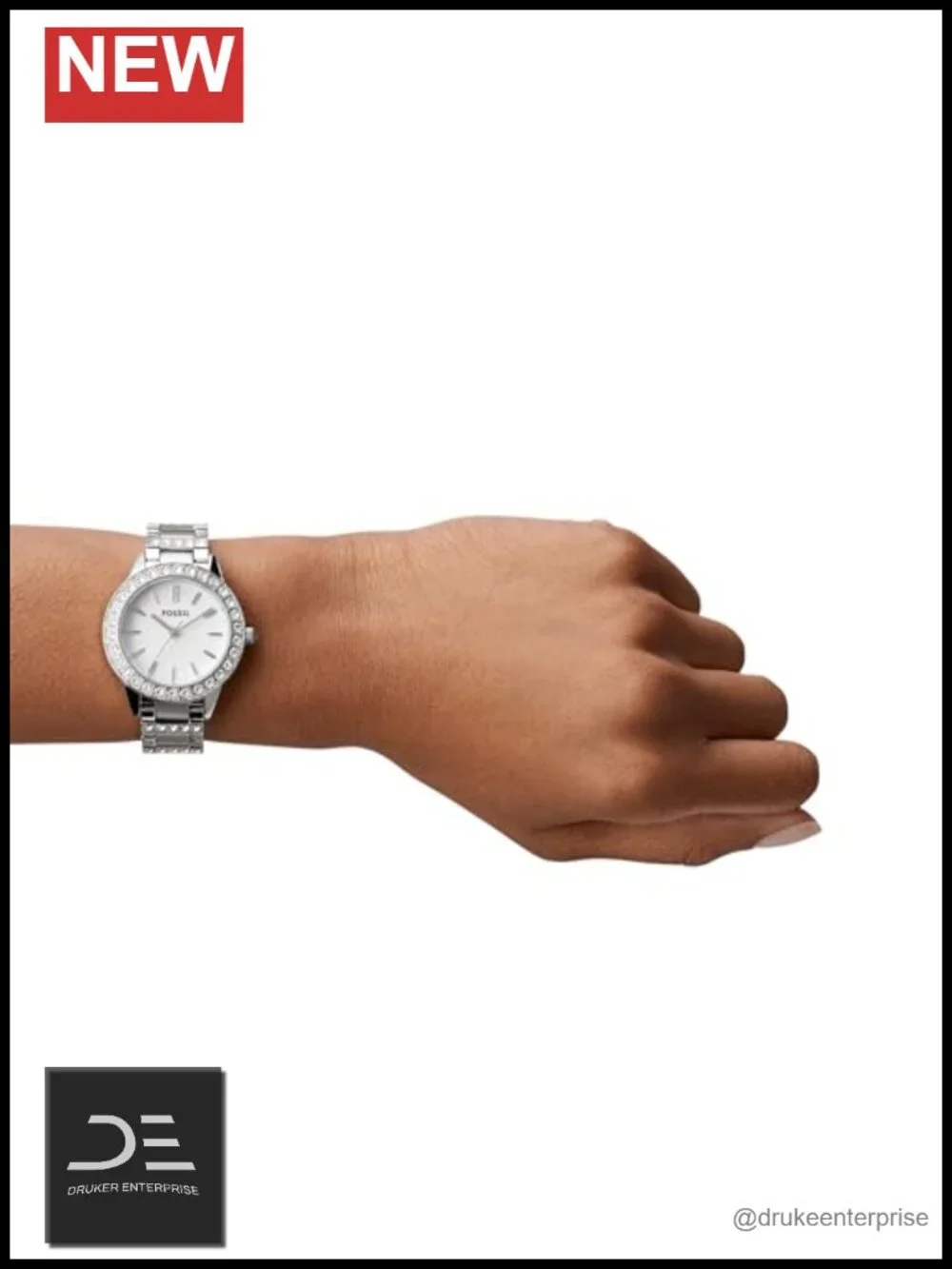 Fossil Jesse Quartz Stainless Steel Three-Hand Watch with Crystals